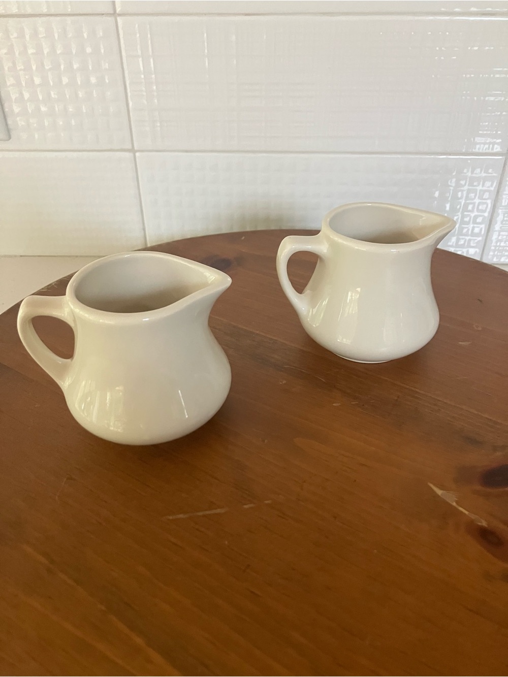 Pair of vintage White ironstone Creamer Pitchers - Picture 2 of 6